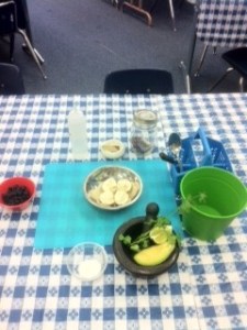 masa, pickle jars, mortar and pestle